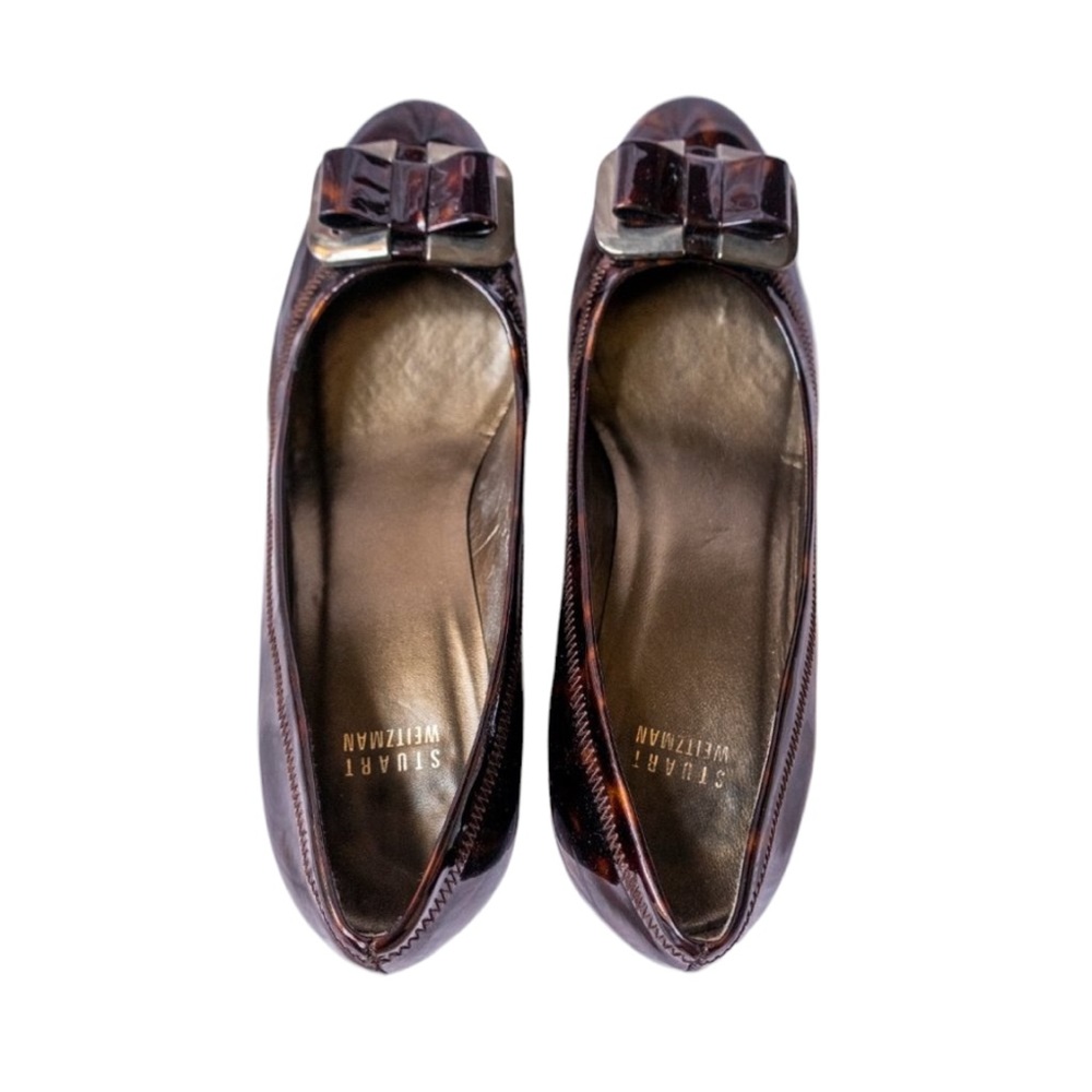 Stuart Weitzman Wedge Tortoise Shell Leather Wedg… - image 8